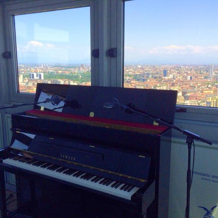 a piano in a city